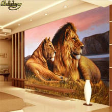 Beibehang personalizado foto 3d papel de parede murais adesivos arte fundo leão tv decoração da pintura 2024 - compre barato