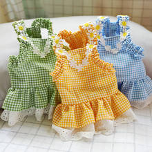 Plaid Lace Sun Floral Dog Dresses For Small Dogs Summer Pet Outfits Girl Animal Puppy Clothes French Bulldog Terrier Yorkie Pugs 2024 - buy cheap