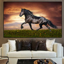 Cavalo selvagem correndo pintura da lona moderno animal corcel arte da parede cartazes e impressões arte da parede fotos para sala de estar 2024 - compre barato