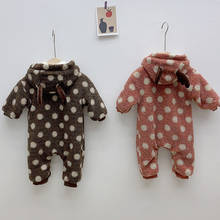 2020 Baby Romper Newborn Girl Winter Clothes Infant Polka-dot Antlers Double Layer Plus Velvet Thicken Hooded Kids Warm Jumpsuit 2024 - buy cheap