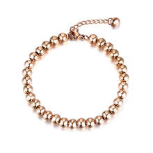 Joyería de moda de Color oro rosa de 4/6mm hilo de cuentas redondas pulseras brazalete de cadena de acero inoxidable para mujeres chicas JB18023 2024 - compra barato