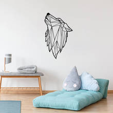 Pegatina de pared de vinilo de estilo nórdico, arte de lobo geométrico para decoración de dormitorio, sala de estar, calcomanías de pared, Mural, papel tapiz 2024 - compra barato