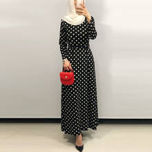 Ramadan Robe Arabian Fashion Black and White Polka Dot Lace Long Dress Long Skirt Summer Women's Islamic Ethnic Skirt 2024 - buy cheap