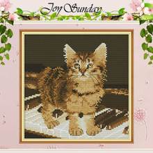 Kitten On The Piano animals patterns counted 11CT 14CT Cross Stitch Sets DIY Cross-stitch Kits Embroidery Needlework Home Decor 2024 - buy cheap