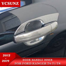 Car Styling Carbon Fiber Door Handle Insert For Ford Ranger 2012 2013 2014 2015 2016 2017 2018 2019 2020 T6 T7 T8 Wildtrak 2021 2024 - buy cheap