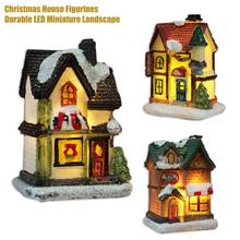 Полимерный светящийся дом, Рождественская деревня, фигурки, светодиодный миниатюрный ландшафт, рождественское праздничное украшение 2024 - купить недорого