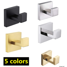 Modern Wall Mounted Black Matte Coat Hook 304 Stainless Steel Square Bathroom Clothes Hook 5 colors 2024 - buy cheap