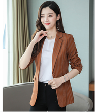 OL style autumn women fashion slim single button classical stripe design comfortable formal blazers 2024 - buy cheap