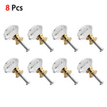 8 PCS Crystal Glass Pull Handle Cupboard Cabinet Knobs Drawers Shutters Dressers Bathroom (30mm, Gold) 2024 - buy cheap
