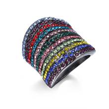 Bettyue-Anillo de cristal de Color arcoíris de diseño exagerado para mujer, joyería de moda femenina, asista a la elección del líder de fiesta 2024 - compra barato