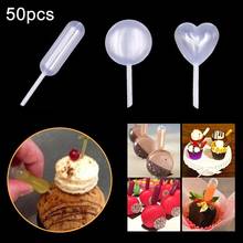 50Pcs 4ml Disposable Heart Round Shape Liquid Dropper Cupcakes Transfer Pipettes Decor Straw Kitchen Chocolate Cream Cake Supply 2024 - buy cheap