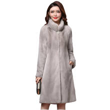 Winter high-quality real mink fur coat ladies new full sleeve thick warm long genuine natural fur coats plus size 3XL overcoat 2024 - buy cheap
