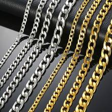 Men's Necklace Round Miami Cuban Link Chain Gold Color Stainless Steel Punk Boy Male Colar Gifts 24" 2024 - buy cheap