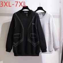 New 2021 Autumn Winter Plus Size Women Clothing Tops Large Pullover Long Sleeve Loose Black Gray Sweatshirt 3XL 4XL 5XL 6XL 7XL 2024 - buy cheap