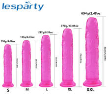 Brinquedo erótico gelatinoso em forma de pênis para mulheres, brinquedinho adulto realista para uso como plugue anal com forte sucção para atingir o orgasmo no ponto g 2024 - compre barato