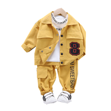 Spring Autumn Baby Boys Clothes Suit Children Pocket Letter Coat T Shirt Pants 3Pcs/sets Toddler Casual Clothing Kids Tracksuits 2024 - buy cheap