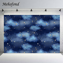 Mehofond-fundo de fotografia, azul escuro, céu estrelado, pano de fundo, estrelas, dourado, nuvens, chá de bebê, fotografia, adereços, fotochamadas 2024 - compre barato