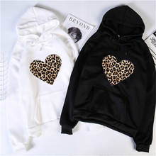 Plus Size Women Sweatshirts 2020 Autumn Winter Leopard Heart Print Hooded Women Pullovers Casual White Loose Long Sleeve Hoodies 2024 - buy cheap