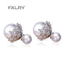 FXLRY-pendientes de perlas de imitación de circón AAA para mujer, aretes incrustados, Color blanco, accesorios de joyería 2024 - compra barato