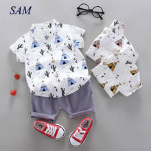 2020 Boys outfit Toddler Baby boy summer clothes Suit short sleeve Gentleman Tops cactus T-shirt + Shorts Pants Clothing Sets 2024 - buy cheap