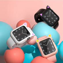 Capa de silicone macio para apple watch, protetor de tela dos desenhos animados, para iwatch series se 6 5 4 3 2, 44mm, 42mm, 40mm e 38mm 2024 - compre barato