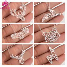 Hot Sale Stainless Steel Animal Pendant Necklace Cow Dog Rabbit Eagle Pendant Necklace Hollow Punk Men's Jewelry Harajuku 2020 2024 - buy cheap