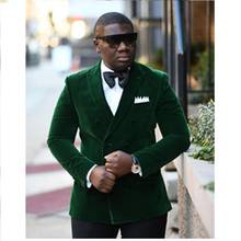 Costume Homme Gentleman Suit Men Terno Slim Fit Double Breasted Blazer Green Wedding Groom Tuxedo Mens Velvet Prom Suits 2024 - buy cheap