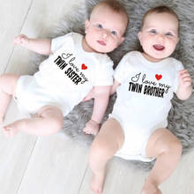 Newborn Baby Bodysuit Cotton Infant Baby Boys Girls Body I Love My Twin Brother Sister Baby Jumpsuit Outfits Twins Baby Clothes 2024 - buy cheap