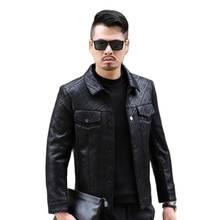 20207 Men's Genuine Leather Clothes Pattern Thin Leather Coat Men's Lapel Sheepskin Jacket  Motorcycle Clothes 2024 - buy cheap