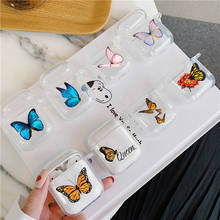Cute Blue Monarch Pink Butterfly Cases For Airpods 2 1 Case Clear Transparent Silicone Soft TPU Exotic Earphone Cover Box Coque 2024 - buy cheap