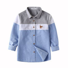 Camisa de manga larga para niños, blusa bordada con botones de algodón, camisa para adolescentes de 3 a 14 años 2024 - compra barato