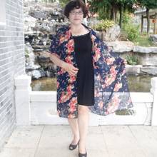 Camisa cardigan feminino, plus size 6xl 7xl, kimono feminino, tops e blusas estampadas 2024 - compre barato