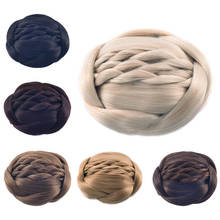 Bumbum de mulheres preto/marrom/loiro trançado, cabelo sintético de fibra de alta temperatura para noivas 2024 - compre barato