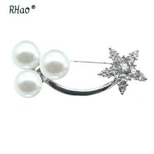 RHao Simple 3 Pearls Geometry Brooches for Women Girls Dress Coat Jewelry pins scarf buckles wedding accessories stars brooches 2024 - buy cheap