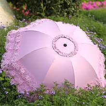 Parasol ligero de protección UV para niñas y mujeres, sombrilla plegable con encaje 2024 - compra barato