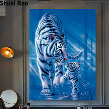 white tiger diamond embroidery full square/round diamond painting 5d diy mosaic art animal tiger mom and baby home decor gift, 2024 - buy cheap