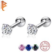 Fashion925 Sterling Silver Tiny Stacking AAA CZ Crystal stud Earring Simple Style Piercing Earring For Women Silver 925 Jewelry 2024 - buy cheap