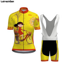 SPTGRVO LairschDan 2020 yellow funny girl cycling wear summer cycling jersey set women bicycle clothing kit mtb outfit bike suit 2024 - buy cheap