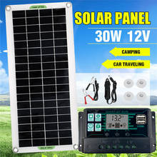 30w portátil painel solar 12v para carro van barco caravana campista carregador de bateria 2024 - compre barato