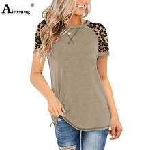 Camiseta informal de talla grande 5xl para mujer, blusa holgada con cuello redondo de leopardo de retales, ropa de verano 2021 2024 - compra barato