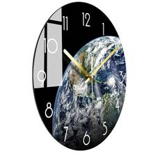 Relógio de parede grande, relógio criativo de vidro para sala de estar, planetas, relógio de parede moderno de luxo para decoração da casa, presente de parede fz722 2024 - compre barato