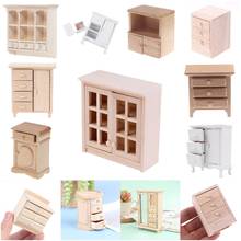 Armario de madera en miniatura para casa de muñecas, mueble hecho a mano, mesita de noche, modelo de decoración, 1:12 2024 - compra barato