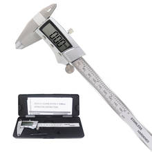 Paquímetro digital com mostrador lcd de aço inoxidável, 150mm, eletrônico, régua vernier, ferramenta de medição com caixa de varejo 2024 - compre barato