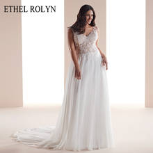 ETHEL ROLYN шифоновые Свадебные платья больших размеров 2020 Vestido De Noiva сексуальные v-образным вырезом аппликации с бисером Свадебные платья с глубоким вырезом на спине 2024 - купить недорого