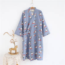 Pijama japonés Yukata para mujer y niña, ropa de dormir bonito de algodón con estampado de conejo, suave, para hermana, Spa, Sauna, ropa para el hogar 2024 - compra barato