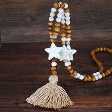 2021 Women Necklace Bohemian Pendant Charm Dress With Tassel Sweater Chain Long Necklace Handmade Wooden Bead Necklace For Women 2024 - buy cheap