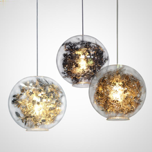 Bar/ Dining Table Glass Globe E27 Led Pendant Lights Lustre Plate Gold Chrome Steel Flower Pendant Lamp Indoor Lampara Fixtures 2024 - buy cheap