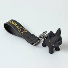 Moda do punk francês bulldog chaveiro couro do plutônio do cão chaveiros para as mulheres saco pingente jóias trinket masculino carro chaveiro 2024 - compre barato