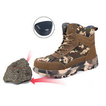Calçados de segurança camuflados para trabalho, bota de lã de alta ajuda com camuflagem, bolsos de aço e anti-esmagamento, novo, 2020 2024 - compre barato