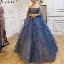 Serene Hill Luxury Blue Beading Evening Dress 2021 Srtapless Sexy Women Formal Party Wear Ball Gown CLA70936 2024 - buy cheap